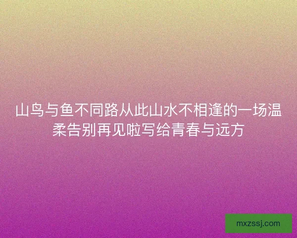山鸟与鱼不同路从此山水不相逢的一场温柔告别再见啦写给青春与远方